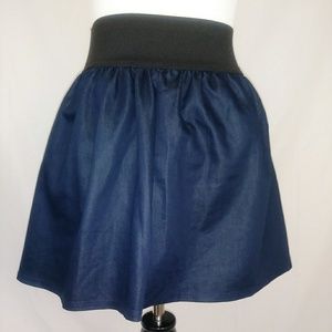 French Atmosphere Blue Pocketed Skirt